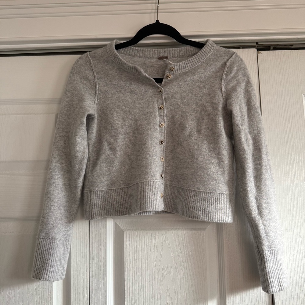 Free People Light Gray Cardigan Sweater